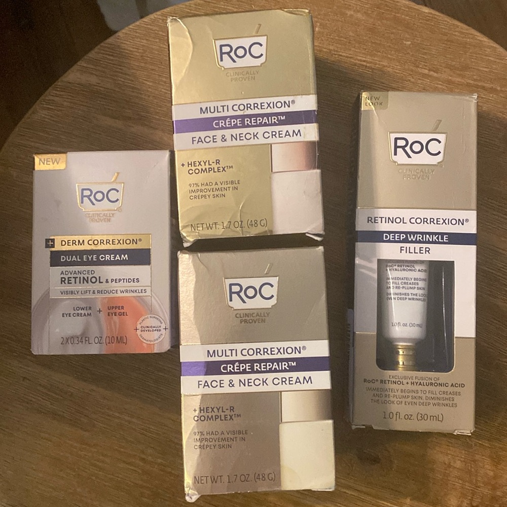 RoC lot of 4 deep wrinkle filler dual eye and 2 cream crepe repair New in box